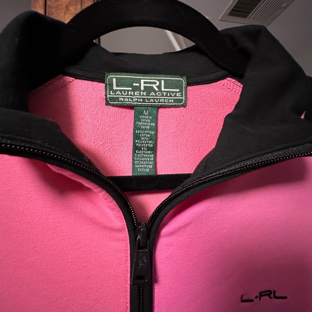 Ralph Lauren Full Zip Activewear Jacket Pink & Black Side Zip Pockets SIZE M - Picture 6 of 8
